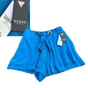 NWT Guess Teal High Waist Tie Front Flowy Shorts XS Resort Boho *